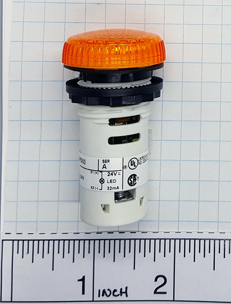S+S LED Pilot Light & Lens, Amber, 24v AC/DC