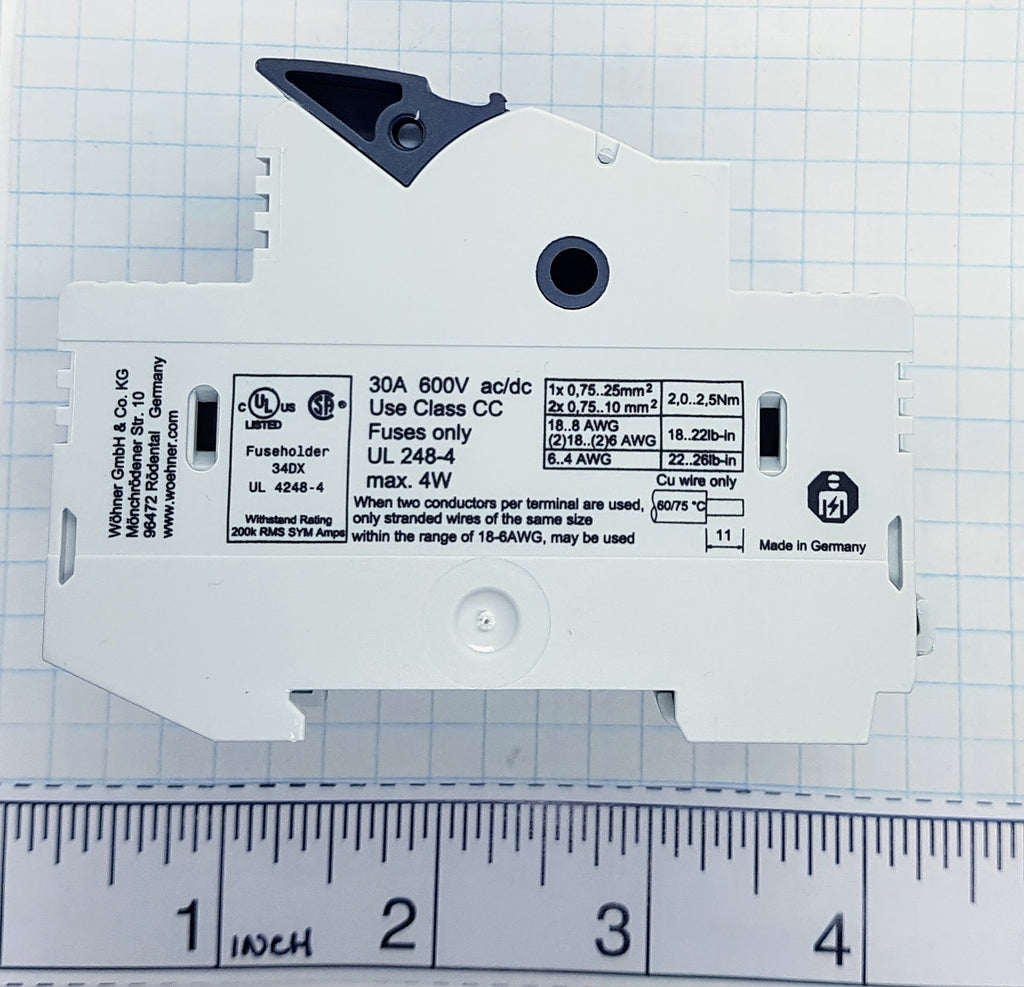 S+S Fuse Holder, 3 Pole, Finger Safe, (R) Class CC Fuses