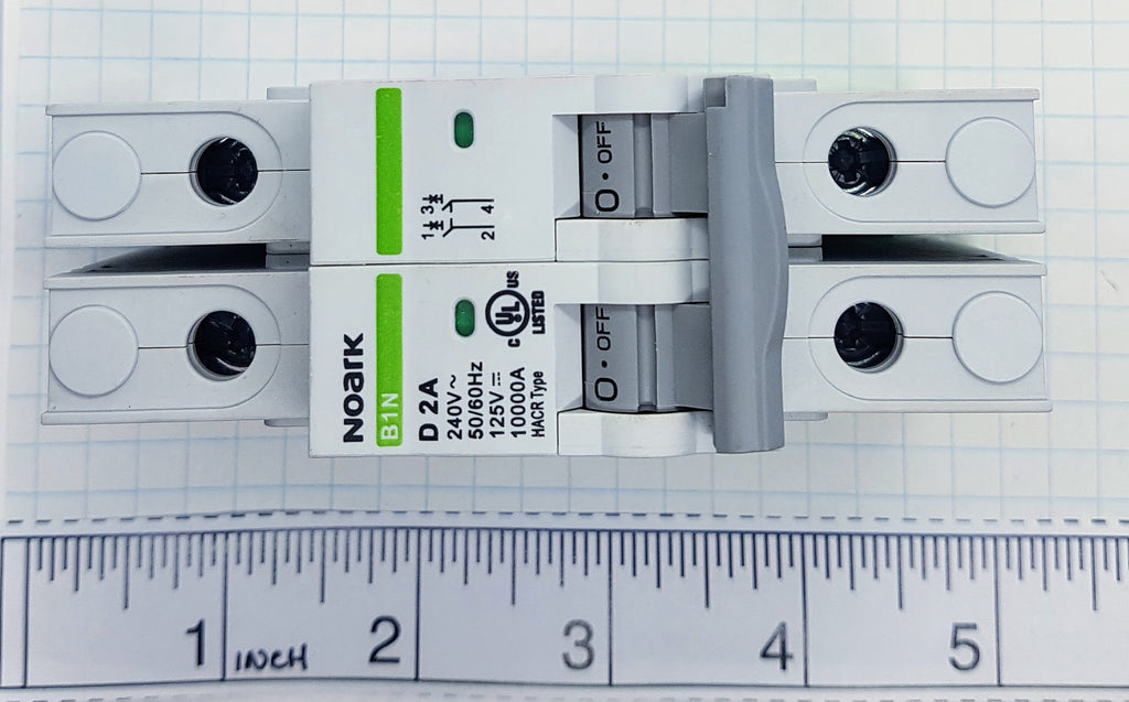 Noark Breaker, 2 Pole, 2 Amp, 240VAC/ 125VDC Rated
