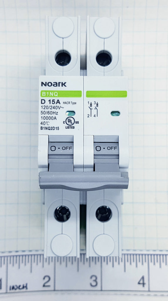 Noark Breaker, 2 Pole, 15 Amp, 250VAC/60VDC Rated