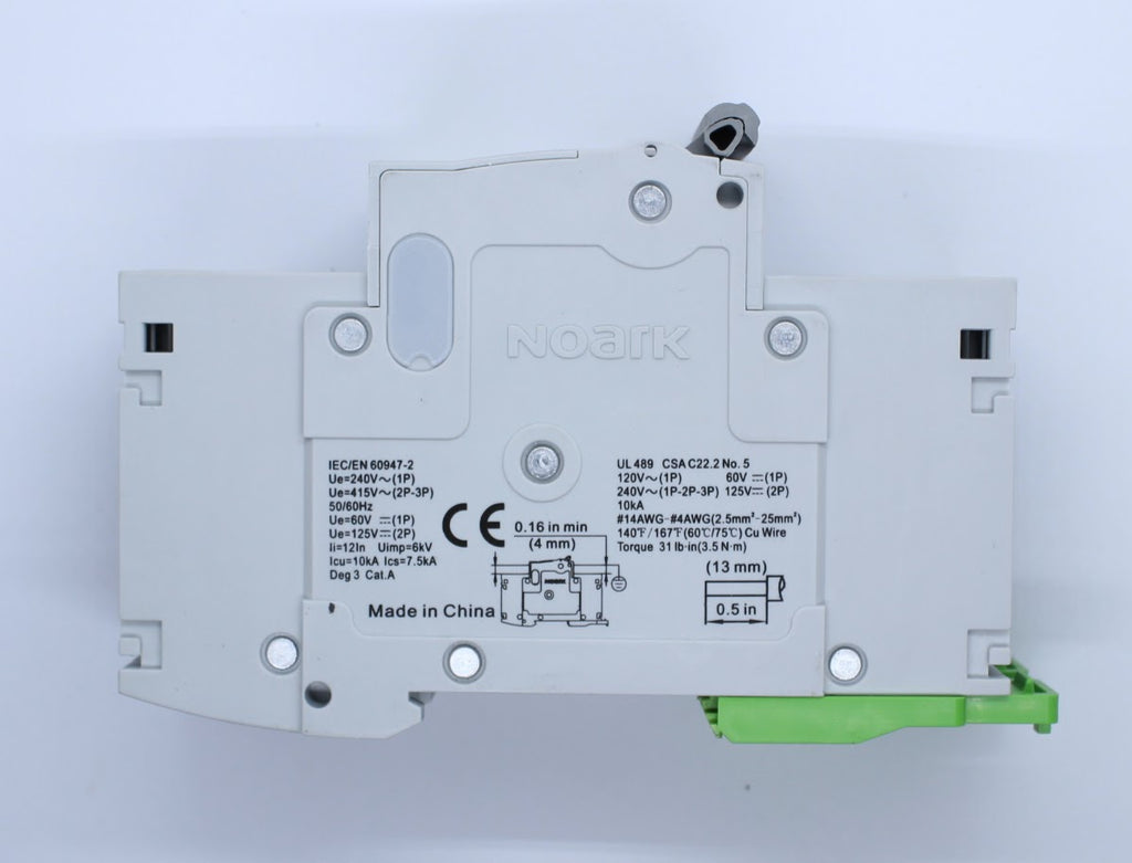 Noark Breaker, 2 Pole, 20 Amp, 250VAC/60VDC Rated