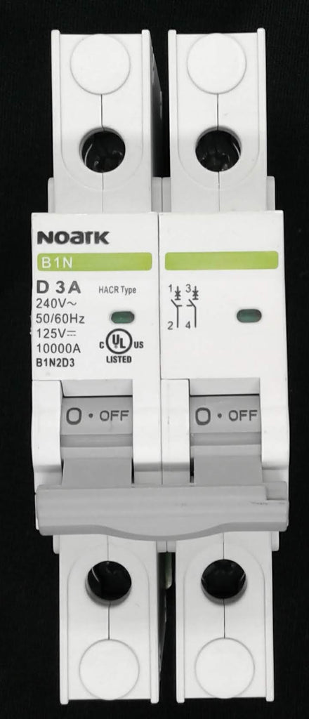 Noark Breaker, 2 Pole, 3 Amp, 250VAC/60VDC Rated