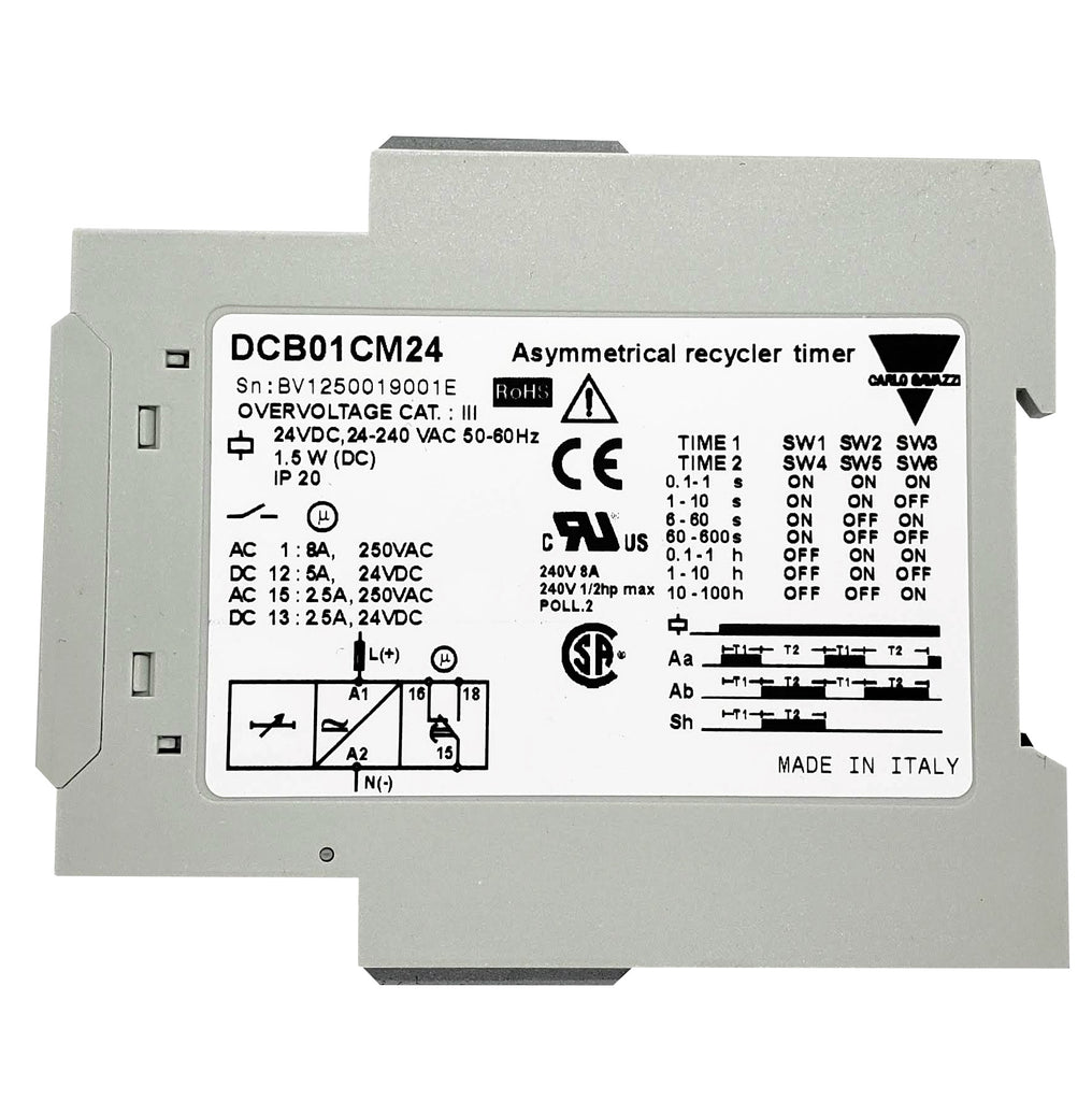 Carlo Asymmetrical Recycler Timer with 2 Adjustable Times, 24VDC / 24-240VAC (Single Relay Output)
