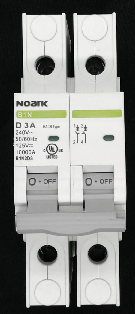 Noark Breaker, 2 Pole, 3 Amp, 240VAC/ 125VDC Rated