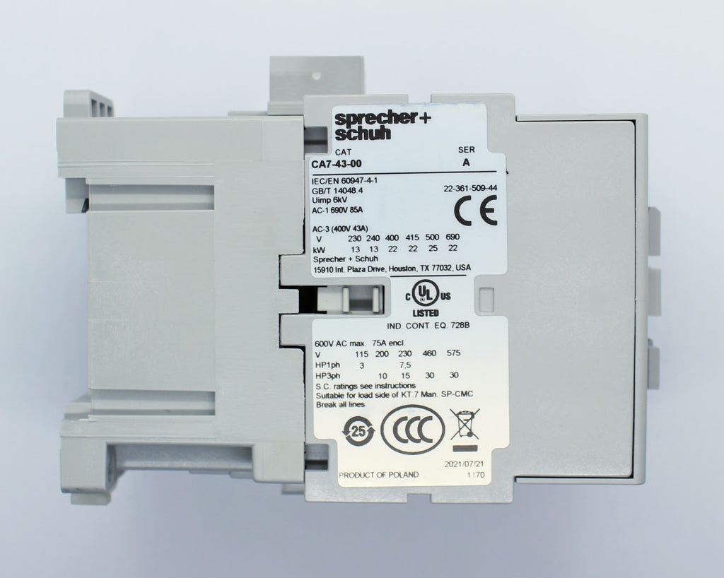 S+S Contactor 43A, 24VAC Coil, 1NO Aux Contact