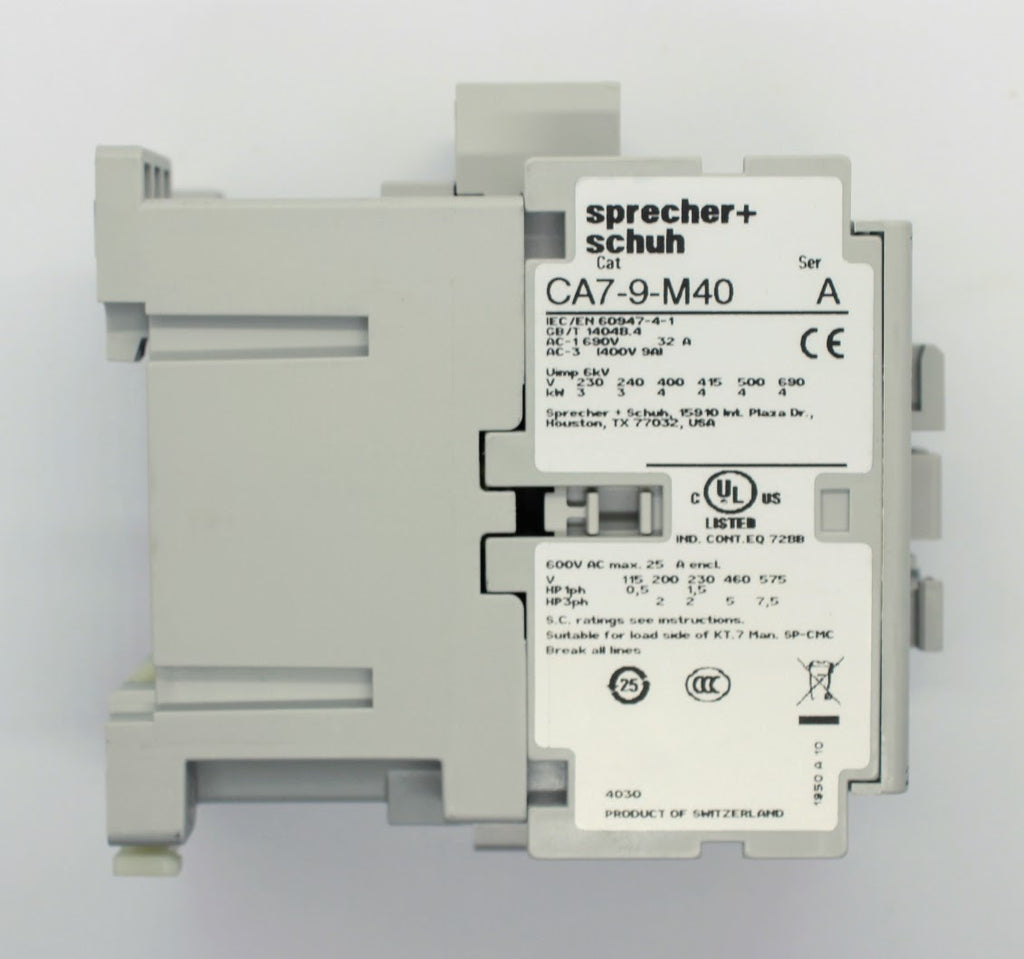 S+S Contactor 9A, 120VAC Coil, 4-Pole, 4NO Aux Contacts