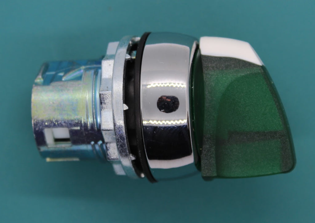 S+S Selector Switch, 2-Position Maintained, Illuminated Green, Metal