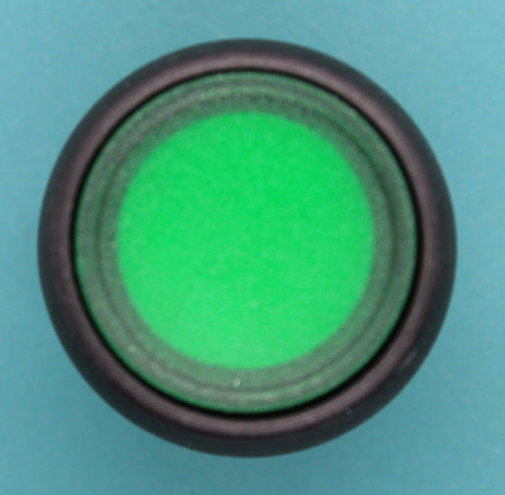 S+S Push Button, Green, Flush, Illuminated, Momentary, Plastic