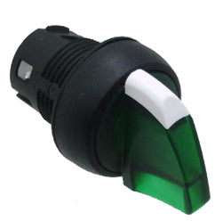 S+S Selector Switch, 3-Position Spring Left, Illuminated Green