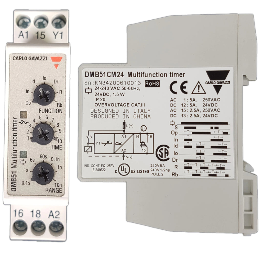 Carlo Timer, 0.1 sec - 100 hr, 5amp, 24-240vac/dc