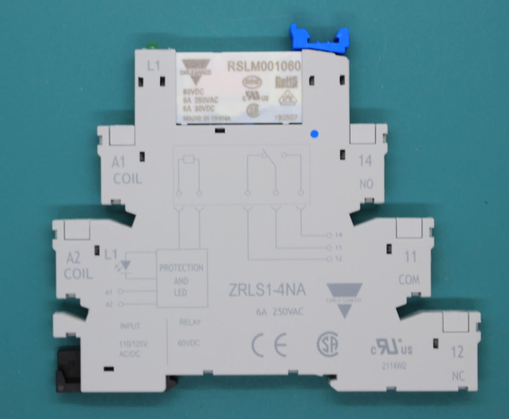 Carlo Wafer Relay 6A, 120VAC/60VDC Coil, SPDT complete with base