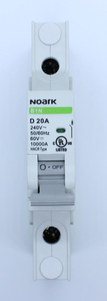 Noark Breaker, 1 Pole, 20 Amp, 250VAC/60VDC Rated