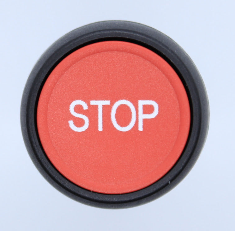 Monolithic S+S "Stop" Push Button, Red, Plastic, Flush, 1NC