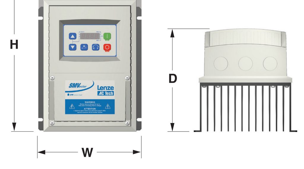 Lenze AC Tech VFD - 1HP - 200-240v - Single or 3 phase input - NEMA4x Indoor Washdown - Open Box