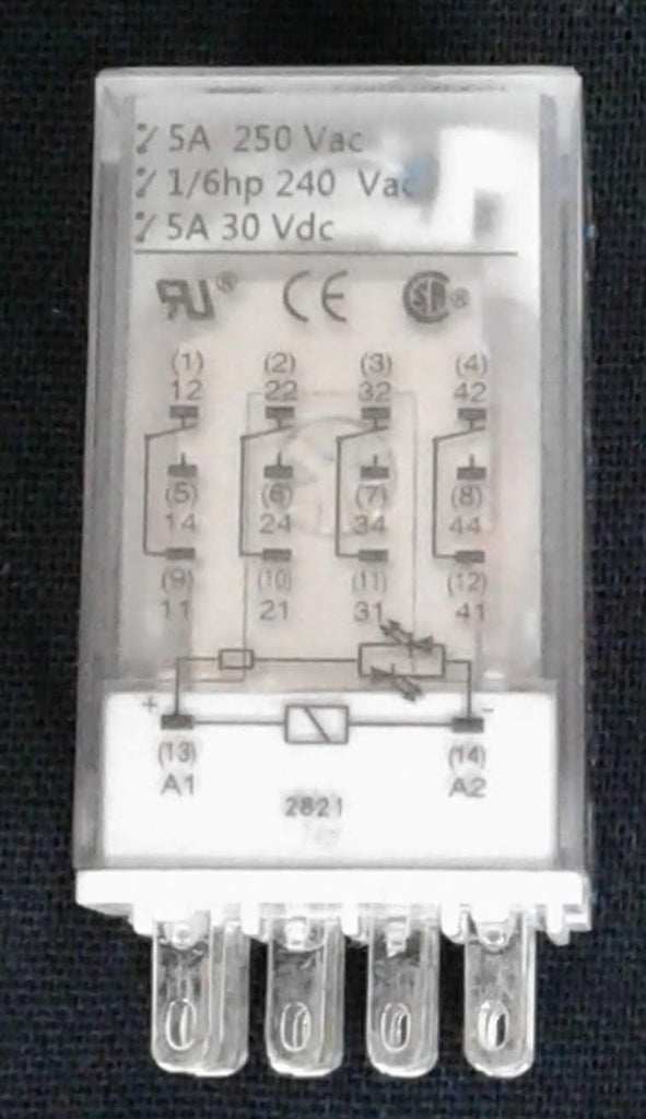 Carlo Relay, 4 Pole, 14 Pin, 5A, 24VDC  -  Being replaced by RMIA4524VDC
