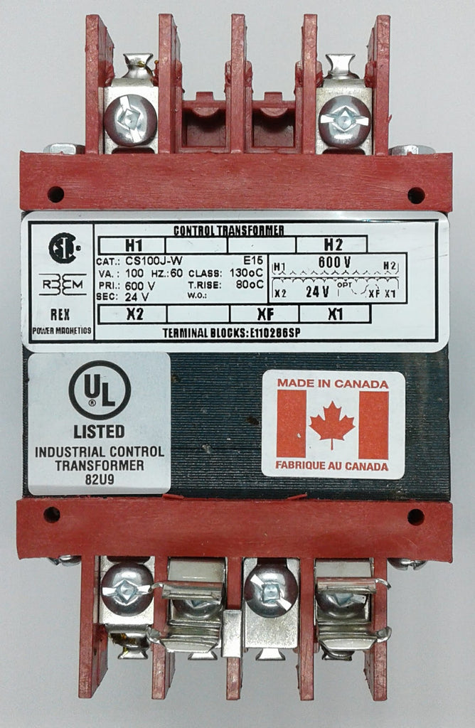 Rex Control Transformer - 100 VA, 600/24v