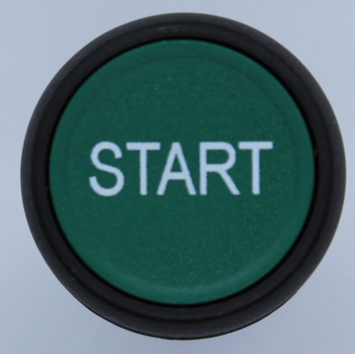 Monolithic S+S "Start" Push Button, Green, Plastic, Flush, 1NO
