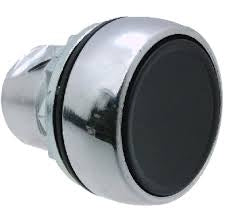 S+S Push Button, Black, Metal, Momentary