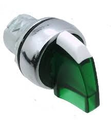 S+S Selector Switch, 3-Position Maintained, Illuminated Green, Metal