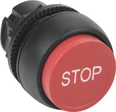 S+S Push Button, Red, Extended, Momentary, "Stop"