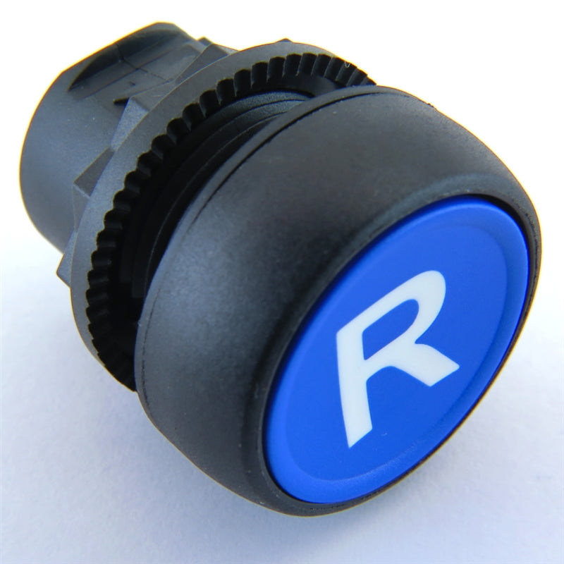 S+S Push Button, Blue, Plastic, Flush, "R" for Reset