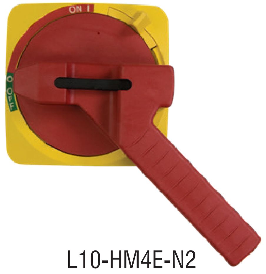S+S Padlockable Operating Handle, No Defeater, Fits L11-100 to 400A, IP66, Red/Yellow