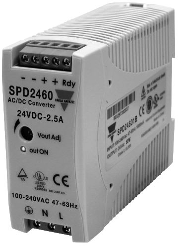 Carlo Power Supply - Input 100-240vac - Output 24vdc, 2.5A, 60w - Push wire terminals